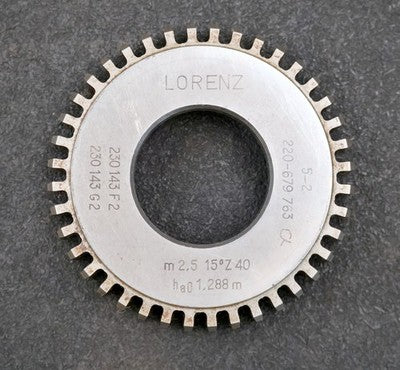 LORENZ Scheibenschneidrad m= 2,5mm 15° EGW Z = 40 ha0 1,288m gear shaper