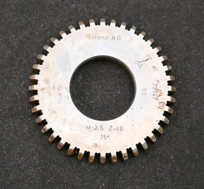 LORENZ Scheibenschneidrad gear shaper m= 2,5mm 15° EGW Z = 40 gebraucht