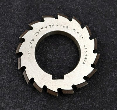 Keilwellen-Formfräser 6 Keile 23f7x28x6e8mm mit Höcker Ø76x12xØ40mm mit LKN
