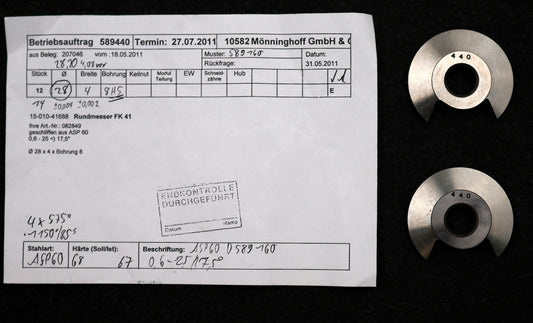 Bild des Artikels DOLD-Rundmesser-für-KLINGELNBERG-FK41-m=0,8-1,6-43-17,5°-EGW-Ø28x4xØ8mm