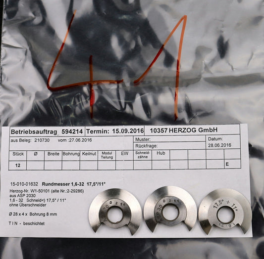 Bild des Artikels DOLD-Rundmesser-für-KLINGELNBERG-FK41-m=0,8-1,6-32-17,5°-/-11°-EGW-Ø28x4xØ8mm