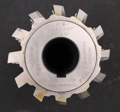 Bild des Artikels LENZEN-Zahnrad-Wälzfräser-gear-hob-m=8,0mm-BPIII-nach-DIN-3972-20°-EGW