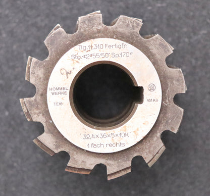 Bild des Artikels HOMMEL-WERKE-Keilwellenwälzfräser-10-Keile-32,4x36x5-mit-Höcker-Fertigfräser
