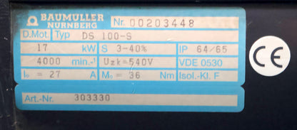Bild des Artikels BAUMUELLER-Servo-Motor-Typ-DS-100-S-Nr.-303330-14kW-4000-U/min-540V-27A