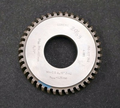LORENZ Scheibenschneidrad Treppenschliff m= 2,5mm 15° EGW Z= 42 schrägverzahnt