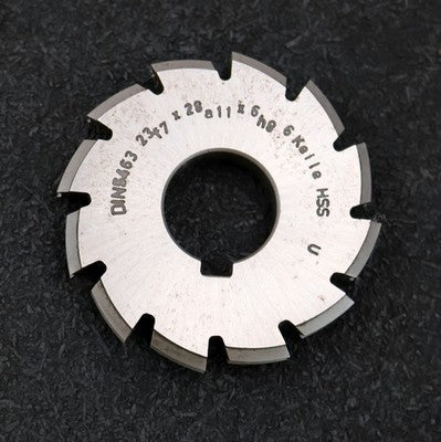 Keilwellen-Formfräser 6 Keile 23f7x28a11x6h8mm mit Höcker Ø64x10xØ22mm mit LKN