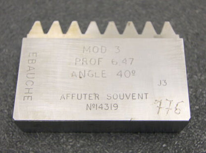 ROLLET PARIS Hobelkamm rack cutter m= 3 Angle 20°