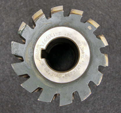 PWS Keilwellenwälzfräser spline hob 6 Keile 62,3x69,6x16,3 mit Höcker 1gg. Re