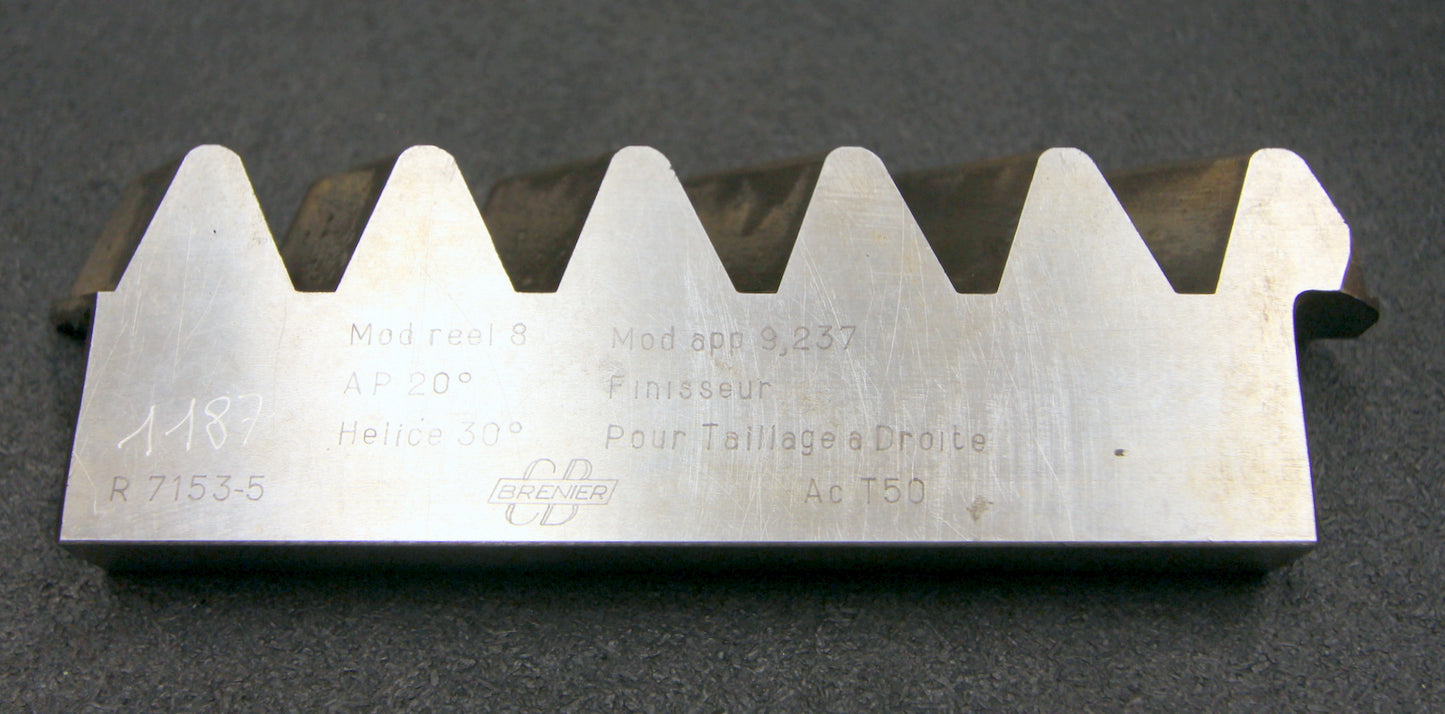 BRENIER Hobelkamm rack cutter m= 8 Angle 20° 195x36mm