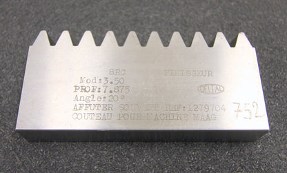 DELTAL Hobelkamm rack cutter f. MAAG-Wälzhobelmaschinen m= 3,50 Angle 20° 110x20mm