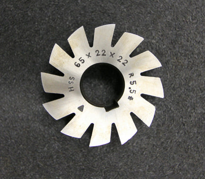 Bild des Artikels Halbrund-Formfräser-konkav-Radiusfräser-Radius-5,5mm---65x22x22mm-12-Spannuten