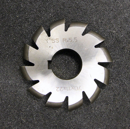 Bild des Artikels Halbrund-Formfräser-konvex-Radiusfräser-Radius-5,5mm---70x11x22mm-12-Spannuten