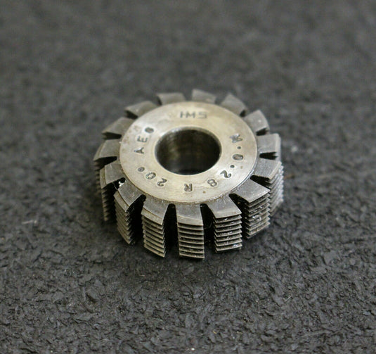 IMS Vollstahl-Wälzfräser m= 0,28mm 20° EGW 1gg. rechts 15 Spannuten 24x8x8mm