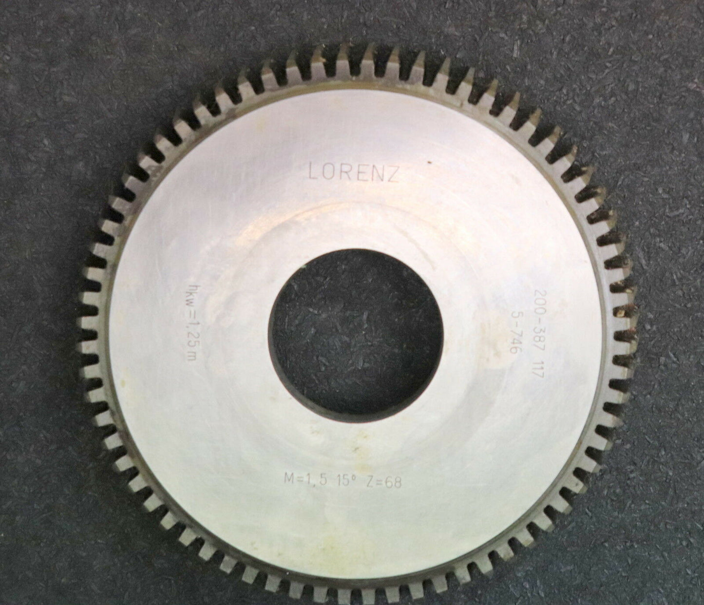 LORENZ Scheibenschneidrad m= 1,5mm 15° EGW hkw=1,25xm ß=0° Z= 68 Bohrung 1 1/4"