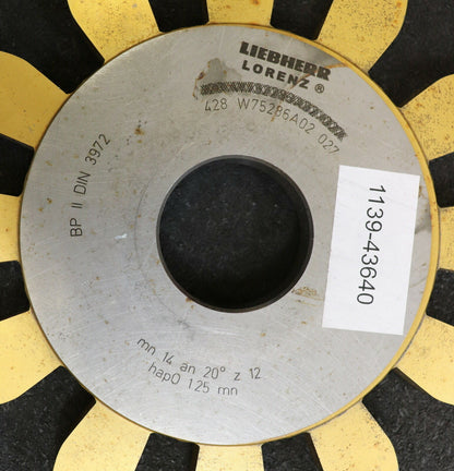 LORENZ Scheibenschneidrad m= 14,0mm haP0=1,25x mn DIN 3972 BP II Z= 14 Da=212mm