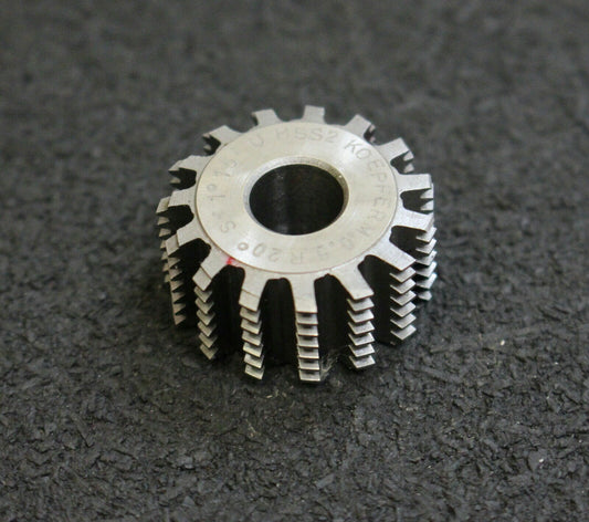 KÖPFER Vollstahl-Wälzfräser m= 0,5mm 20° EGW 1gg. rechts 15 Spannuten 24x12x8mm