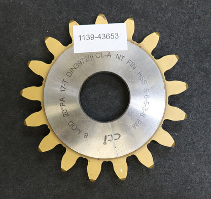 Scheibenschneidrad m= 8,0mm Z= 17 DIN 3972 BPII Da=155mm EGW 20° Qualität A PM-HSS