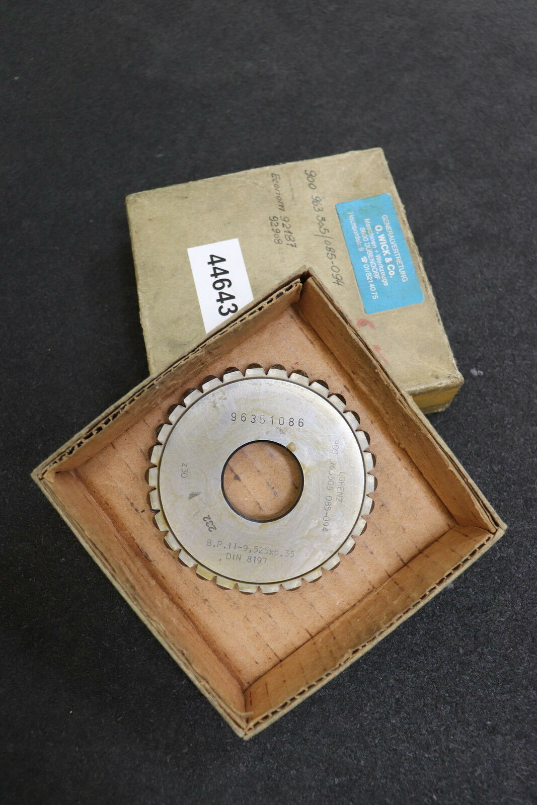 LORENZ Scheibenschneidrad für Rollkettenrad DIN8197 Tlg. 3/8" x Rollend. 6,35mm