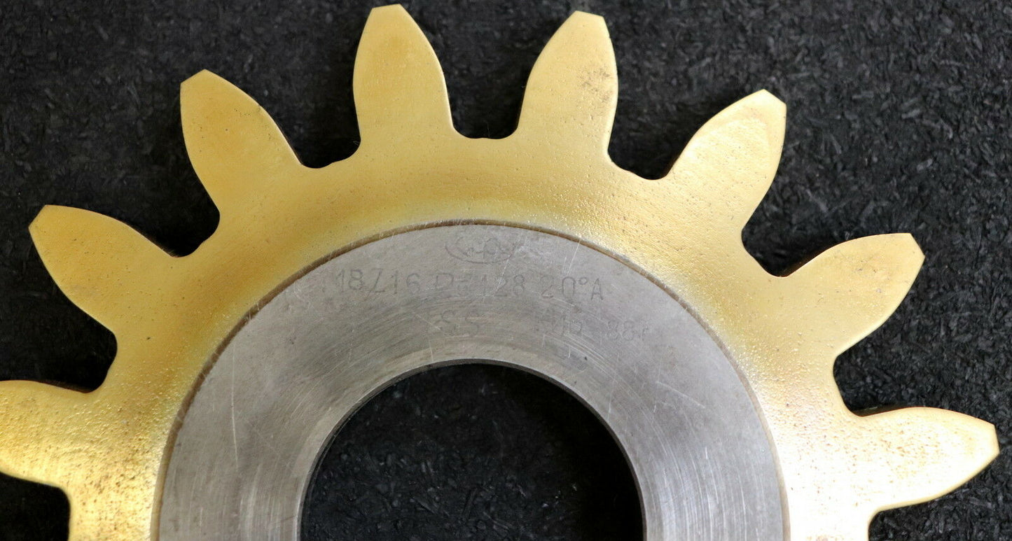 Scheibenschneidrad m= 8mm Z= 16 Da=128mm EGW 20° Qualität A HSS+TIN Bohrung 1 3/4"