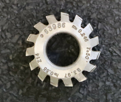 MIKRON Vollstahl-Wälzfräser No. 63986 m= 0,246 ho= 0,55 Abmessungen Ø18x7xØ8mm