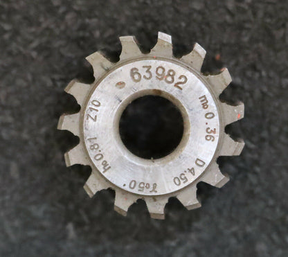 MIKRON Vollstahl-Wälzfräser No. 63982 m= 0,45 ho= 0,81 D4,5 Z10 - Ø24x10xØ8mm
