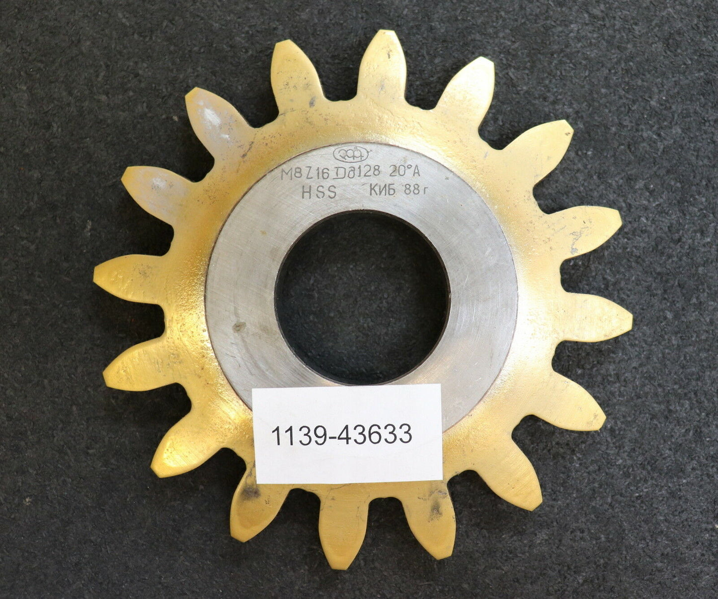 Scheibenschneidrad m= 8mm Z= 16 Da=128mm EGW 20° Qualität A HSS+TIN Bohrung 1 3/4"