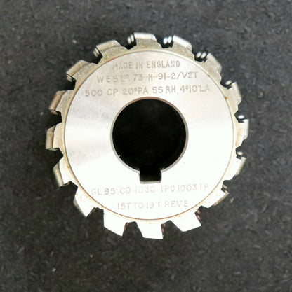 WESL ENGLAND Zahnriemenrad-Wälzfräser für Z= 15-19 Type 73-H-91-2/V2T 500CP 20°