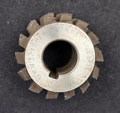 Bild des Artikels H.F.Schnicke-Keilwellen-Wälzfräser-spline-hob-6-Keile-32x38x8mm-mit-Höcker-HSS