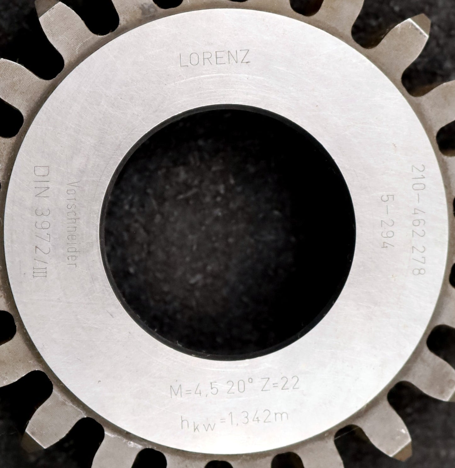 Bild des Artikels LORENZ-Scheibenschneidrad-gear-shaper-m=-4,5mm-EGW=-20°-Z=-22-hkw-1,342m