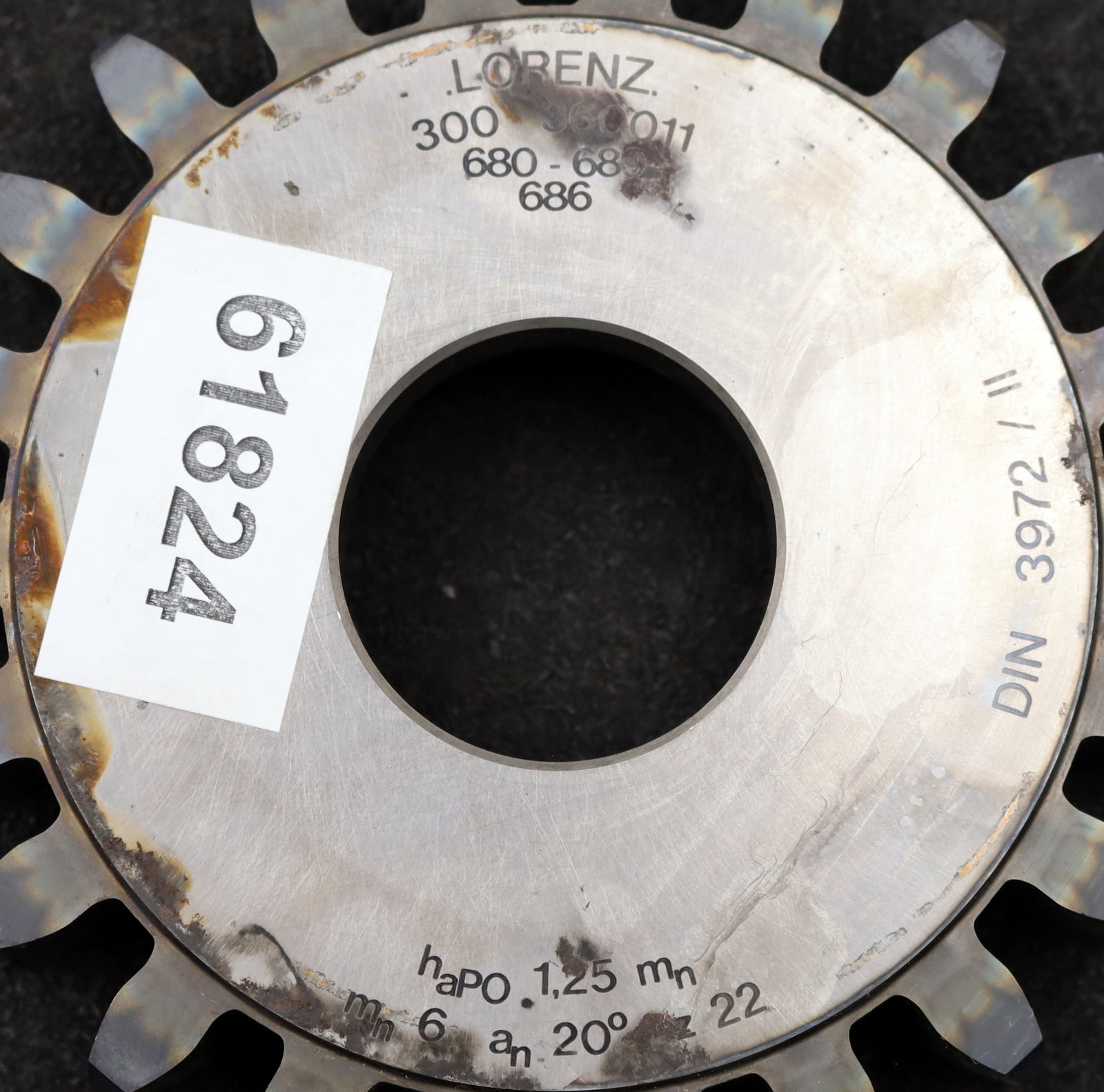 Bild des Artikels LORENZ-Scheibenschneidrad-gear-shaper-m=-5mm-EGW=-20°-Z=-22-haP0-1,25mn