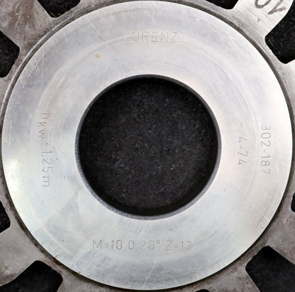 Bild des Artikels LORENZ-Scheibenschneidrad-gear-shaper-m=-10mm-EGW=-20°-Z=-13-hKw=-1,25m