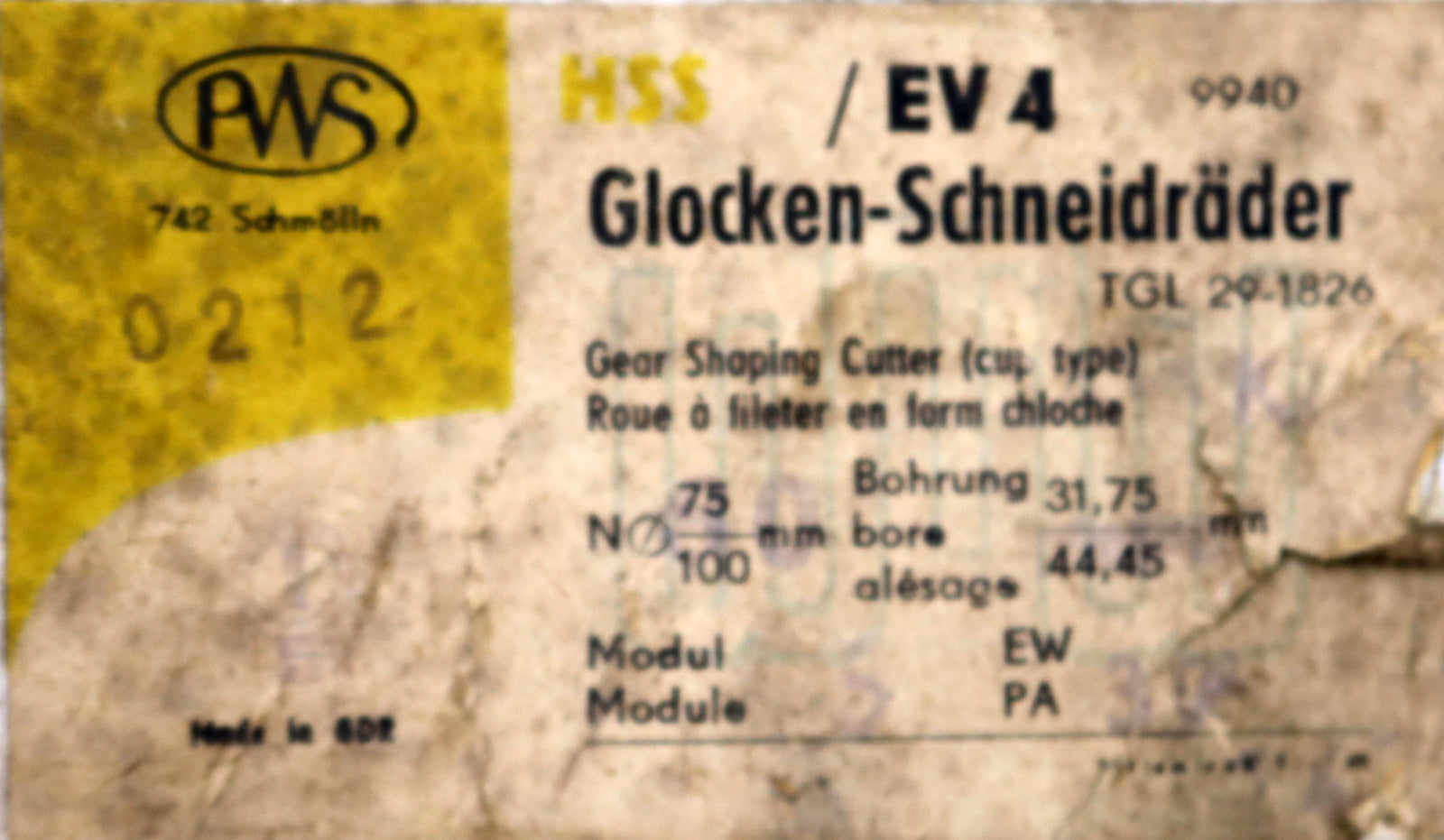 Bild des Artikels PWS-Glockenschneidrad-für-Zahnwellen-DIN5480-m=5mm-EGW-30°-Z=14-Ø81x45xØ1-1/4"