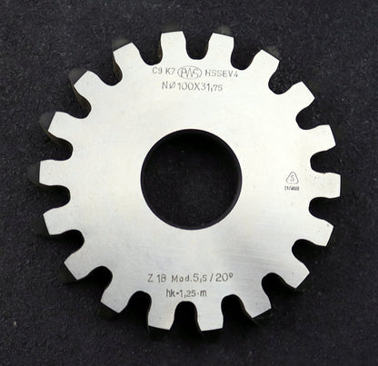 Bild des Artikels PWS-Scheibenschneidrad-m=5,5mm-EGW-20°-Z=18-hk=1,25m-Ø114x23xØ1-1/4"