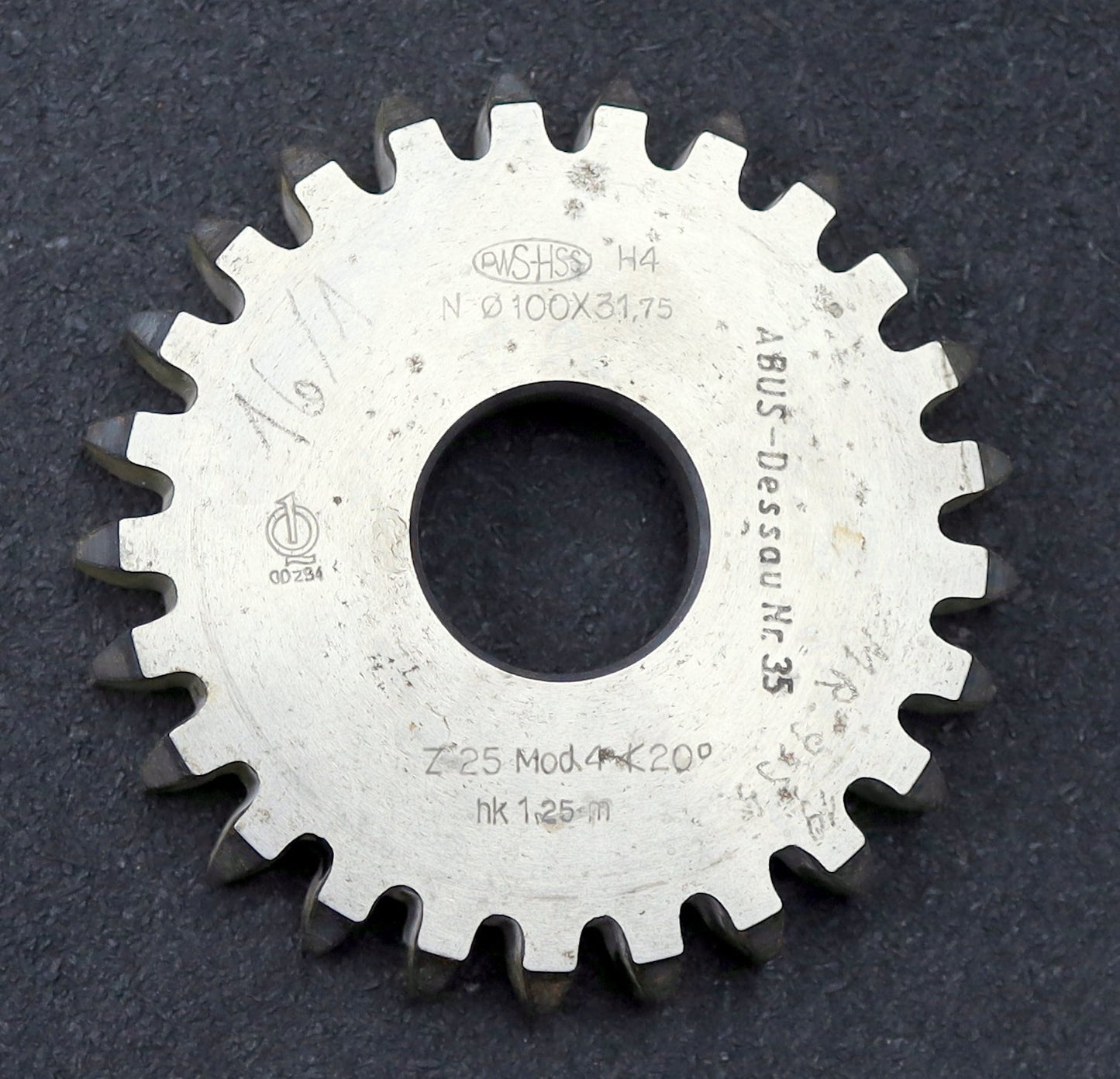 Bild des Artikels PWS-Scheibenschneidrad-gear-shaper-m=4mm-EGW-20°-Z=25-Hk=1,25m-Ø110x17xØ1-1/4"