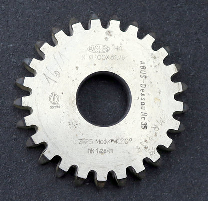 Bild des Artikels PWS-Scheibenschneidrad-gear-shaper-m=4mm-EGW-20°-Z=25-Hk=1,25m-Ø110x17xØ1-1/4"
