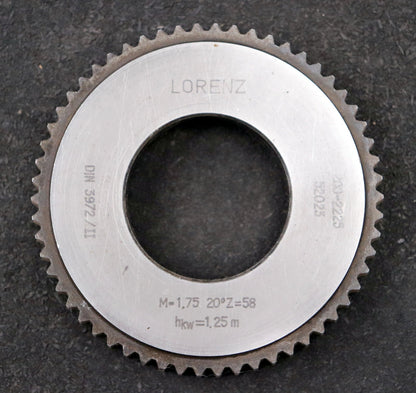 Bild des Artikels LORENZ-Scheibenschneidrad-m=-1,75mm-EGW-20°-Z=-58-hkw=-1,25m-Ø99x16xØ1-3/4"