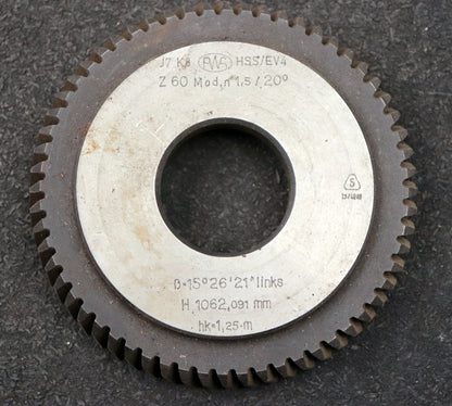 Bild des Artikels PWS-Scheibenschneidrad---Treppenschliff-m=-1,5mm-EGW-20°-Z=-60-ß-15°26'21"