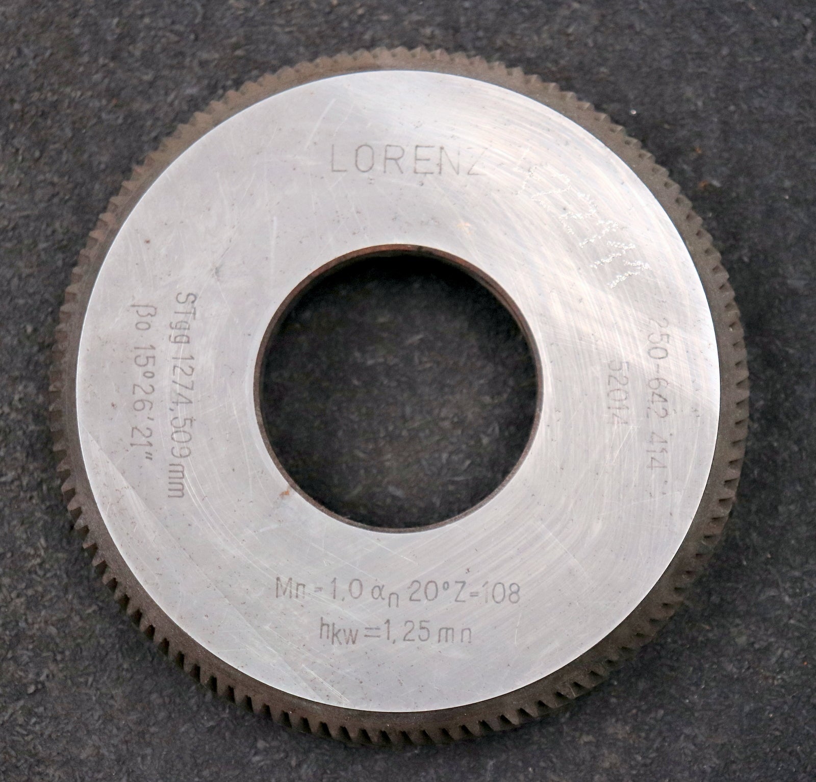 Bild des Artikels LORENZ-Glockenschneidrad---Treppenschliff-m=-1mm-EGW-20°-Z=-108-Ø115x20xØ1-3/4"