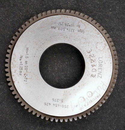 Bild des Artikels LORENZ-Scheibenschneidrad-mit-Treppenschliff-m=-1,5mm-EGW-20°-Z=-72-ß-15°26'21"