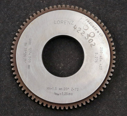 Bild des Artikels LORENZ-Scheibenschneidrad-mit-Treppenschliff-m=-1,5mm-EGW-20°-Z=-72-hkw=-1,25mn