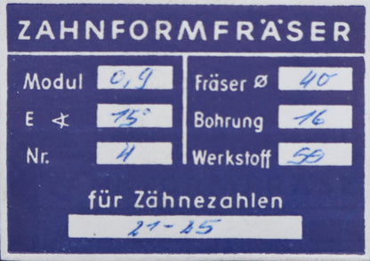 Bild des Artikels DOLD-Zahnformfräser-m=-0,9mm-No.-4-für-Z=-21-25-EGW-15°-gear-profile-cutter