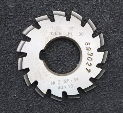 Bild des Artikels DOLD-Zahnformfräser-m=-0,6mm-No.-5-für-Z=-26-34-EGW-20°-gear-profile-cutter