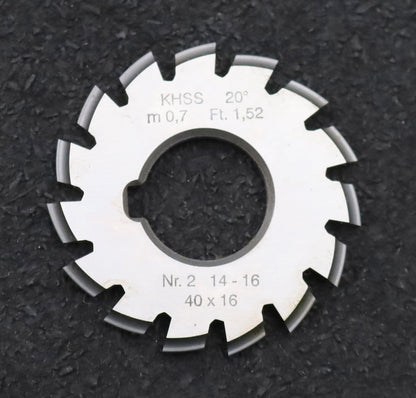 Bild des Artikels DOLD-Zahnformfräser-m=-0,7mm-No.-2-für-Z=-14-16-EGW-20°-gear-profile-cutter