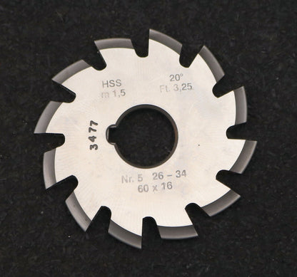 Bild des Artikels DOLD-Zahnformfräser-m=-1,5mm-No.-5-für-Z=-26-34-EGW-20°-KHSS-gear-profile-cutter