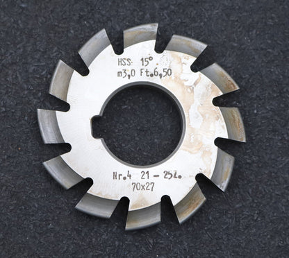 Bild des Artikels DOLD-Zahnformfräser-m=-3mm-No.-4-für-Z=-21-25-EGW-15°-gear-profile-cutter