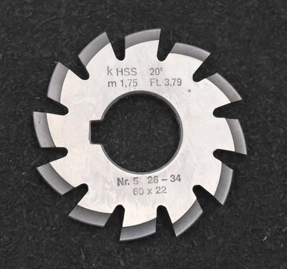 Bild des Artikels DOLD-Zahnformfräser-m=-1,75mm-No.-5-für-Z=-26-34-EGW-20°-gear-profile-cutter