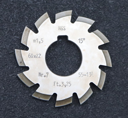 Bild des Artikels DOLD-Zahnformfräser-m=-1,5mm-No.-7-für-Z=-55-134-EGW-15°-gear-profile-cutter