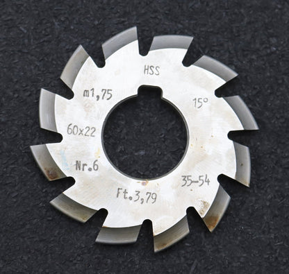 Bild des Artikels DOLD-Zahnformfräser-m=-1,75mm-No.-6-für-Z=-35-54-EGW-15°-gear-profile-cutter