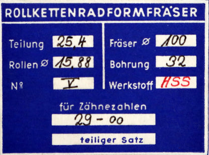 Bild des Artikels DOLD-Rollkettenrad-Formfräser-Teilung=-25,4mm=-1"-Rollen Ø=-15,88mm-BP-DIN8198