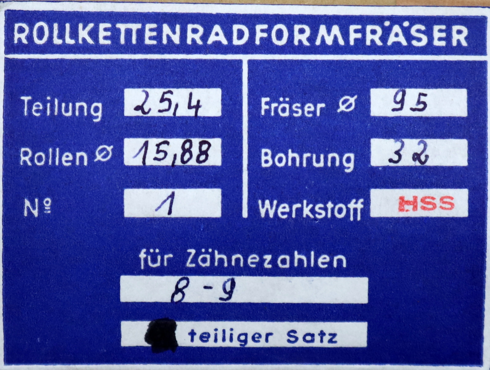 Bild des Artikels DOLD-Rollkettenrad-Formfräser-Teilung=-25,4mm=-1"-Rollen Ø=-15,88mm- Ø95x32mm-LKN